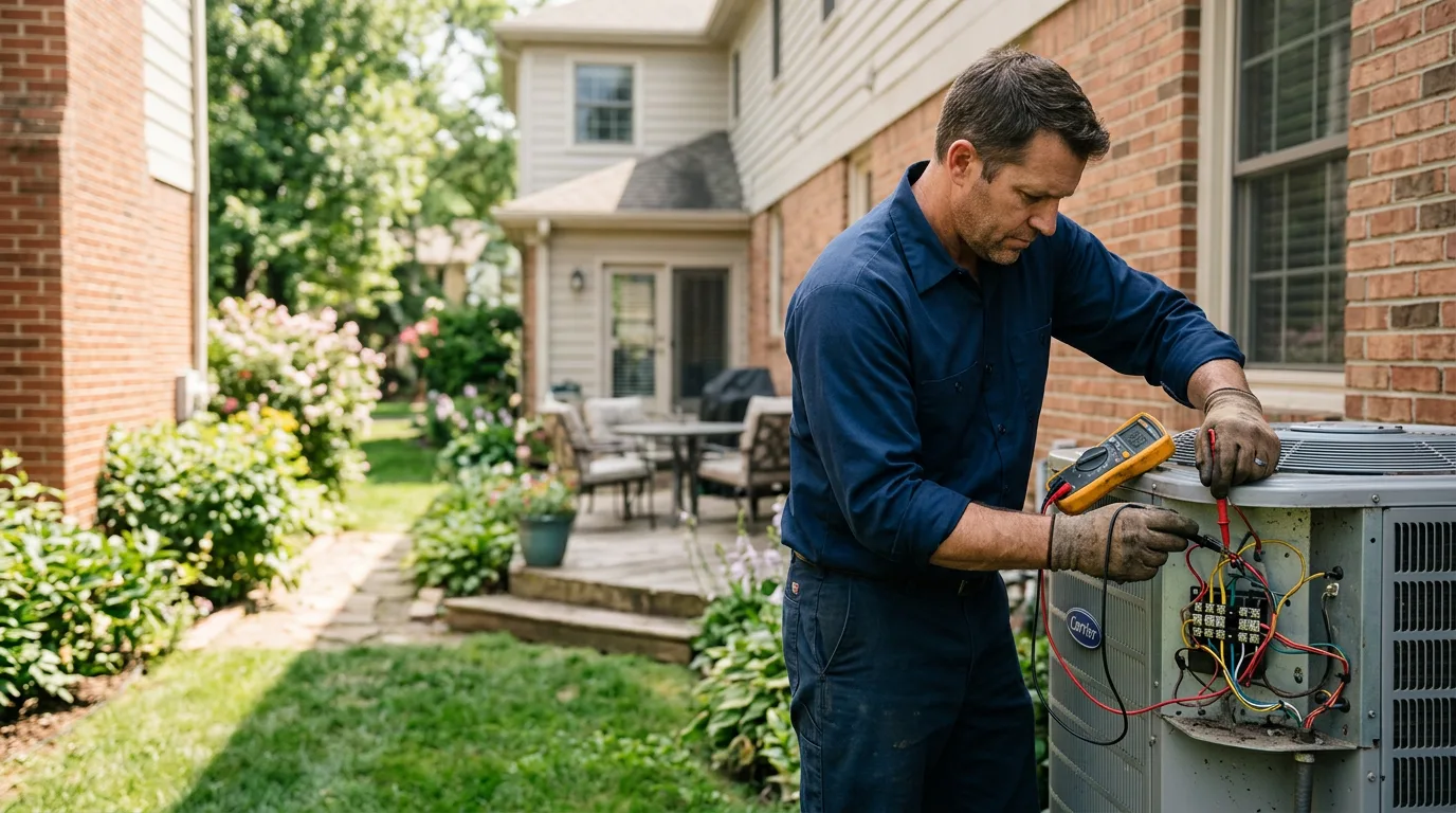 HVAC technician working near Harristown, IL